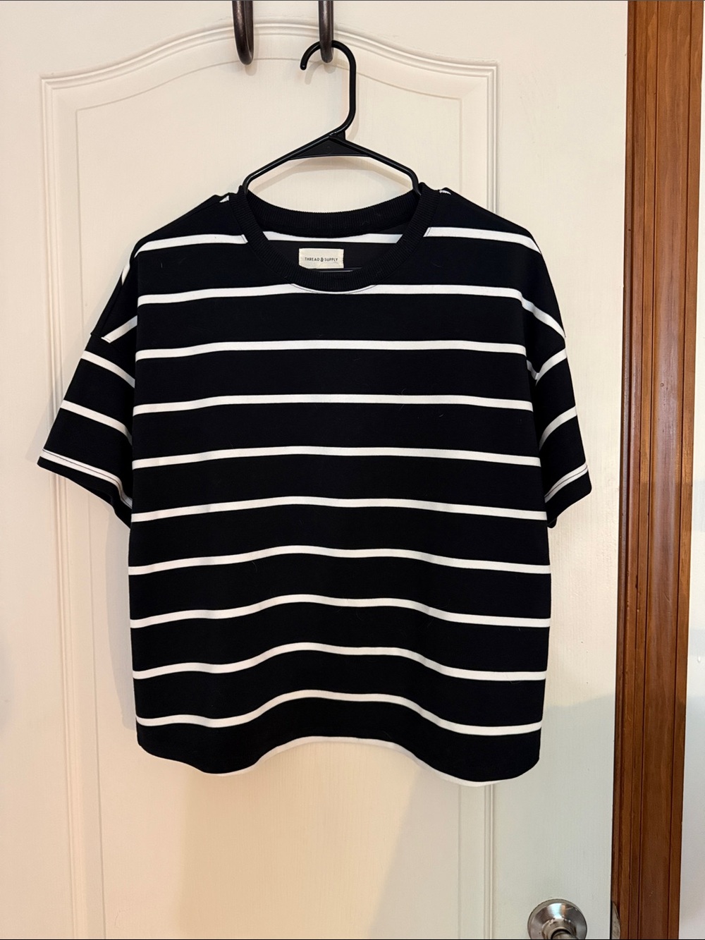 Thread & Supply Black and White Striped Short Sleeve Tee